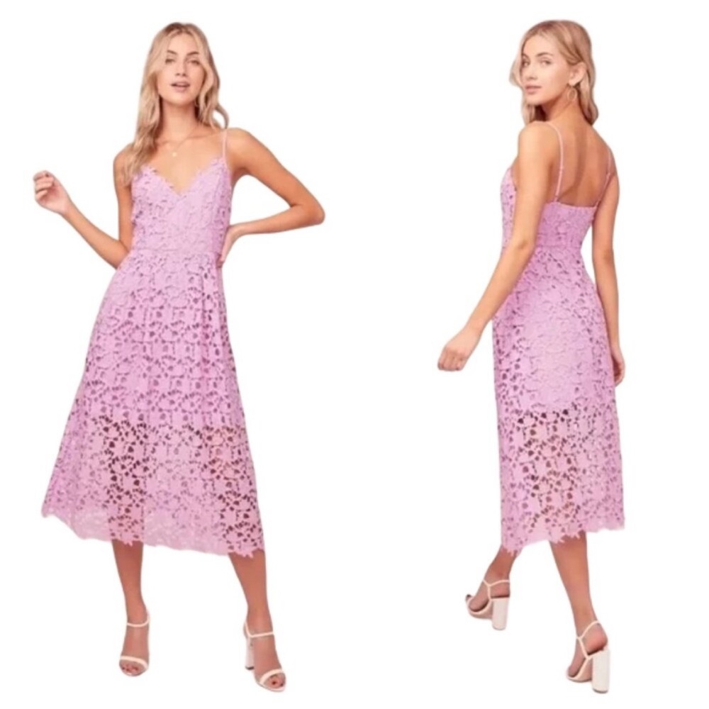 Aster Lace A-Line Midi Dress Orchid Size M